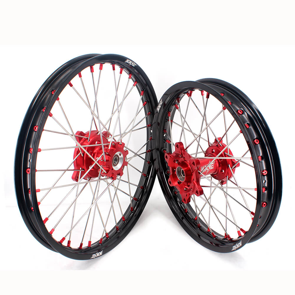 KKE 21" 18" OEM Size Motorcycle Alloy Wheels Rims Compatible with HONDA XR650L 1993-2025 Red Nipples