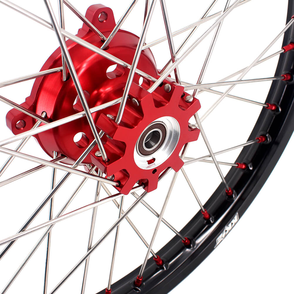 KKE 21" 18" OEM Size Motorcycle Alloy Wheels Rims Compatible with HONDA XR650L 1993-2025 Red Nipples