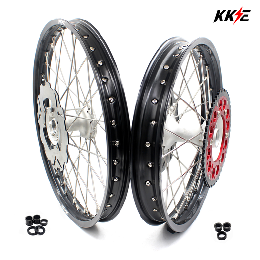 KKE 21 & 18 Casting MX Rims for Honda XR400R 96-04 XR600R 91-2000 240MM/220MM Disc Silver&Black