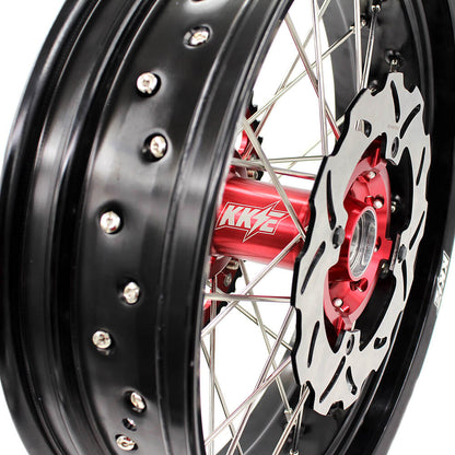 KKE 17 inch Supermoto Wheels Rims for HONDA XR650L 1993-2024 Red Hub Discs