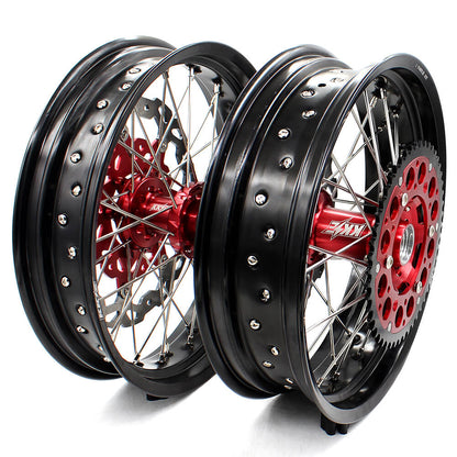 KKE 17 inch Supermoto Wheels Rims for HONDA XR650L 1993-2024 Red Hub Discs