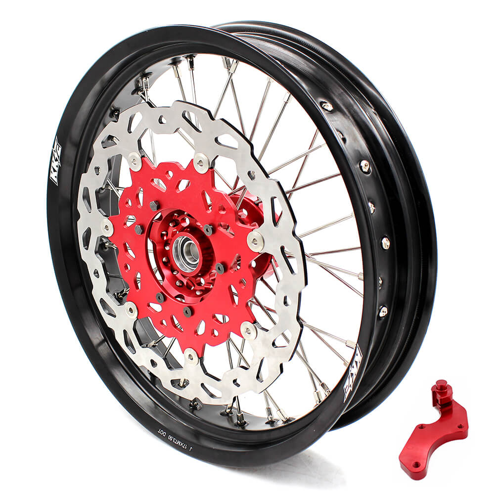 KKE 17 inch Supermoto Wheels Rims for HONDA XR650L 1993-2024 Red Hub Discs
