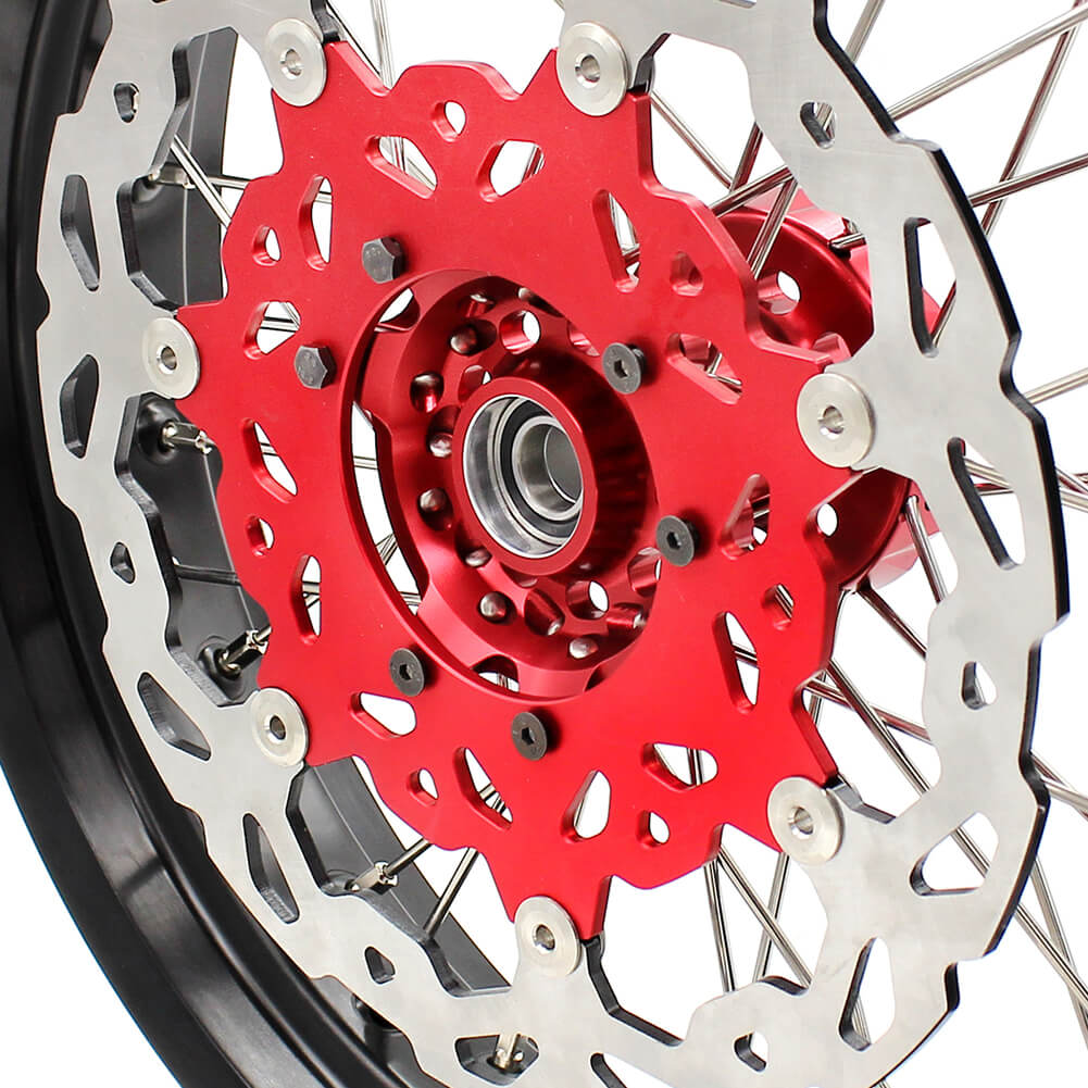 KKE 17 inch Supermoto Wheels Rims for HONDA XR650L 1993-2024 Red Hub Discs
