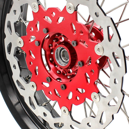 KKE 17 inch Supermoto Wheels Rims for HONDA XR650L 1993-2024 Red Hub Discs