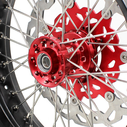 KKE 17 inch Supermoto Wheels Rims for HONDA XR650L 1993-2024 Red Hub Discs