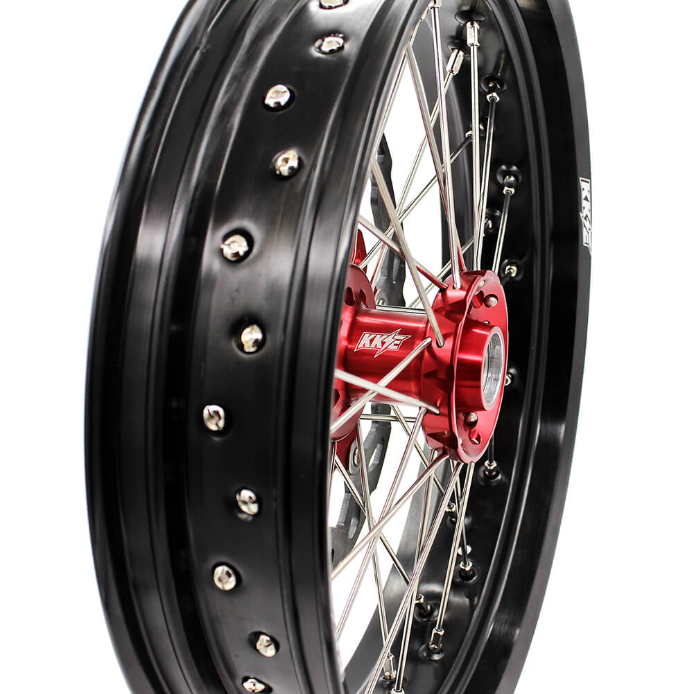 KKE 17 inch Supermoto Wheels Rims for HONDA XR650L 1993-2024 Red Hub Discs