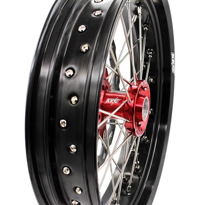 KKE 17 inch Supermoto Wheels Rims for HONDA XR650L 1993-2024 Red Hub Discs