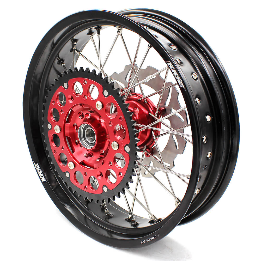 KKE 17 inch Supermoto Wheels Rims for HONDA XR650L 1993-2024 Red Hub Discs