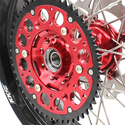 KKE 17 inch Supermoto Wheels Rims for HONDA XR650L 1993-2024 Red Hub Discs