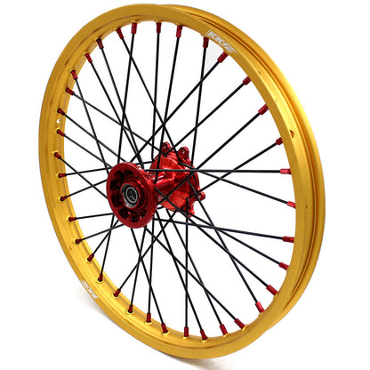 KKE 1.6"x21" & 2.15"x19" Wheels for Honda CRF / CR — Red/Gold