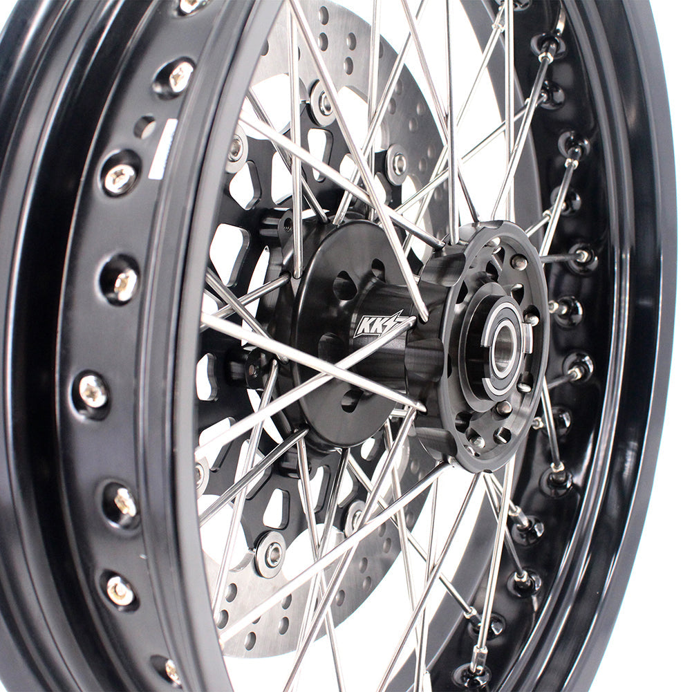 KKE 3.5 & 5.0 17 Inch Wheels for Yamaha WR250F 2001 WR450F 2003-2018 Black