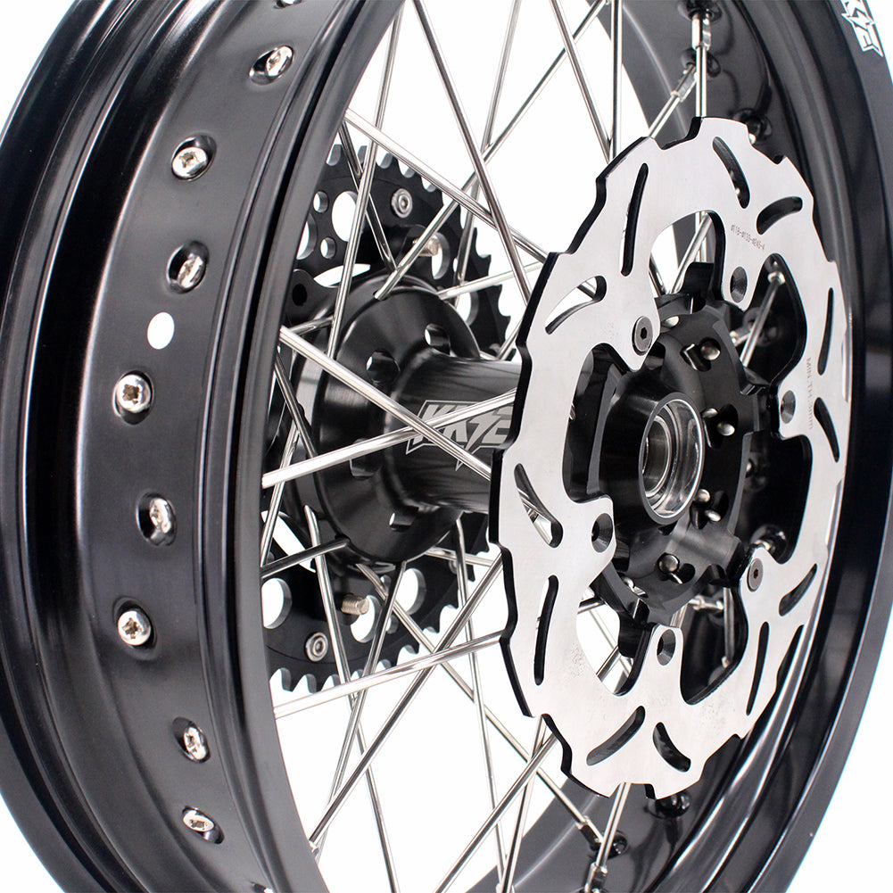 KKE 3.5 & 5.0 17 Inch Wheels for Yamaha WR250F 2001 WR450F 2003-2018 Black