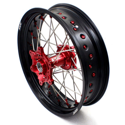 KKE 17 Inch OEM Size Supermoto Wheels for Honda XR650L 1993-2025 Red Nipple