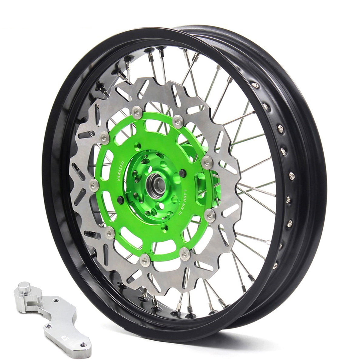 KKE 3.5/4.25*17inch For KAWASAKI KX250F KX450F 2006-2018 Supermoto Rims With Disc&Sprocket Green