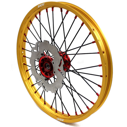 KKE 1.6"x21" & 2.15"x19" Wheels for Honda CRF / CR — Red/Gold