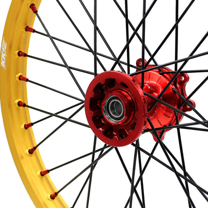 KKE 1.6"x21" & 2.15"x19" Wheels for Honda CRF / CR — Red/Gold