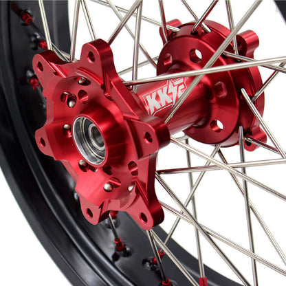 KKE 17 Inch OEM Size Supermoto Wheels for Honda XR650L 1993-2025 Red Nipple