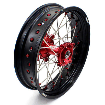 KKE 17 Inch OEM Size Supermoto Wheels for Honda XR650L 1993-2025 Red Nipple