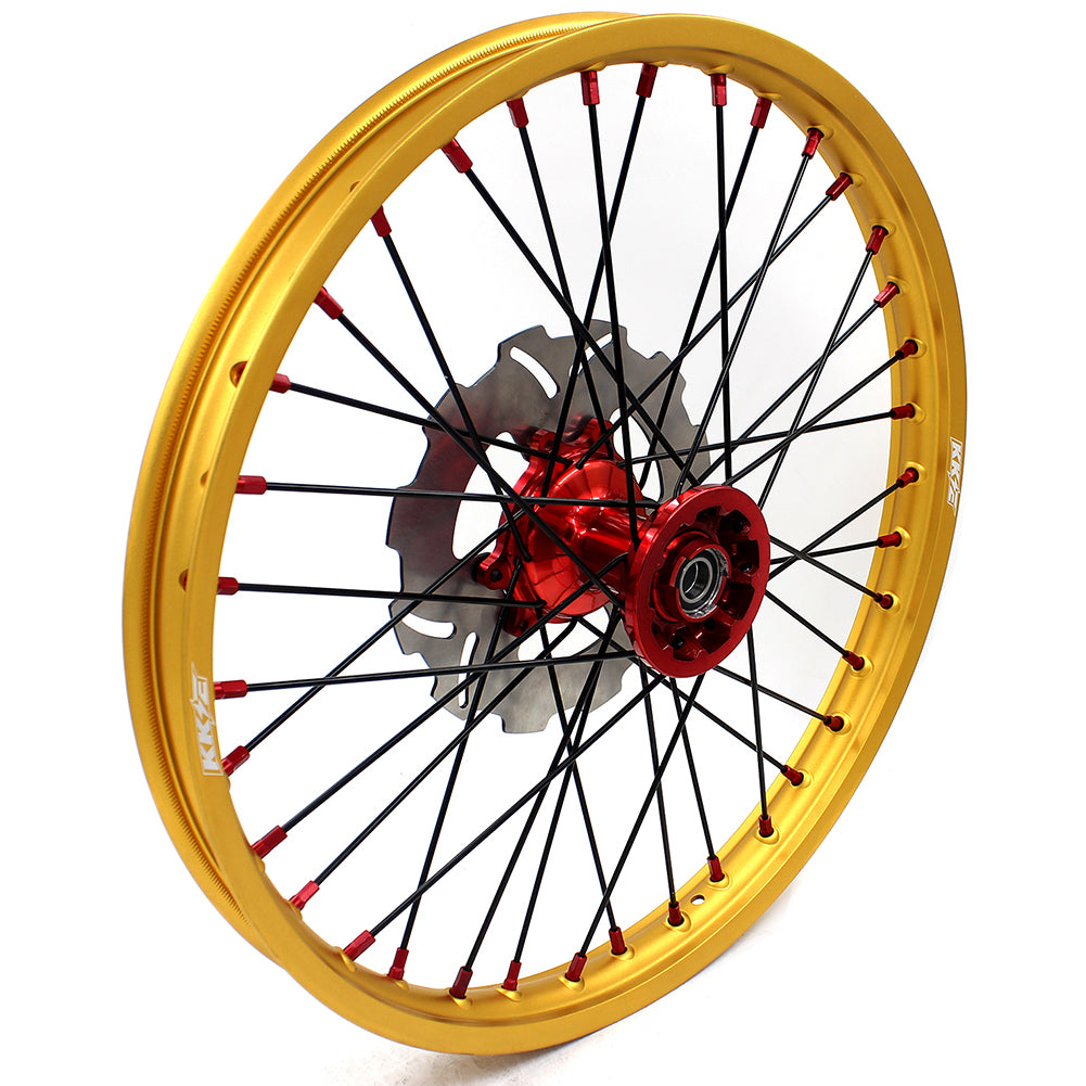 KKE 1.6"x21" & 2.15"x19" Wheels for Honda CRF / CR — Red/Gold