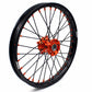 KKE 17/14 Spoked Kid's Small Wheels For KTM SX85 2021-2024 Orange Nipples & Black Spokes