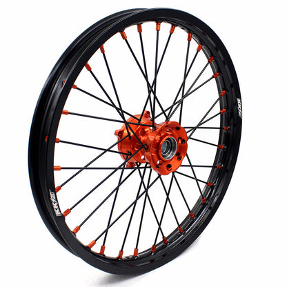 KKE 19"*1.6/16"*1.85 Big Kid's Wheels Rims Set For KTM SX85 2021 2022 2023 2024 Orange Nipples & Black Spokes