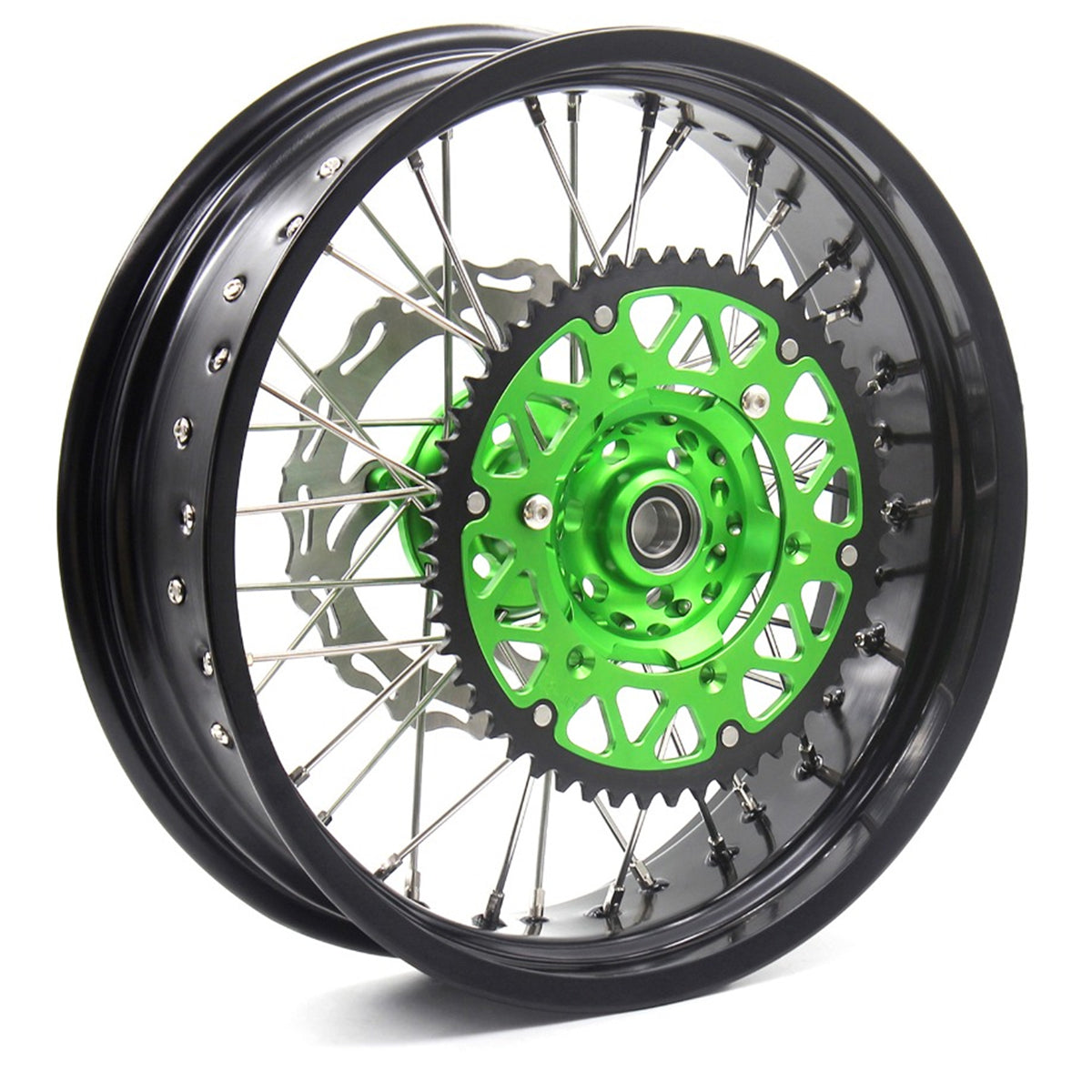 KKE 3.5/4.25*17inch For KAWASAKI KX250F KX450F 2006-2018 Supermoto Rims With Disc&Sprocket Green