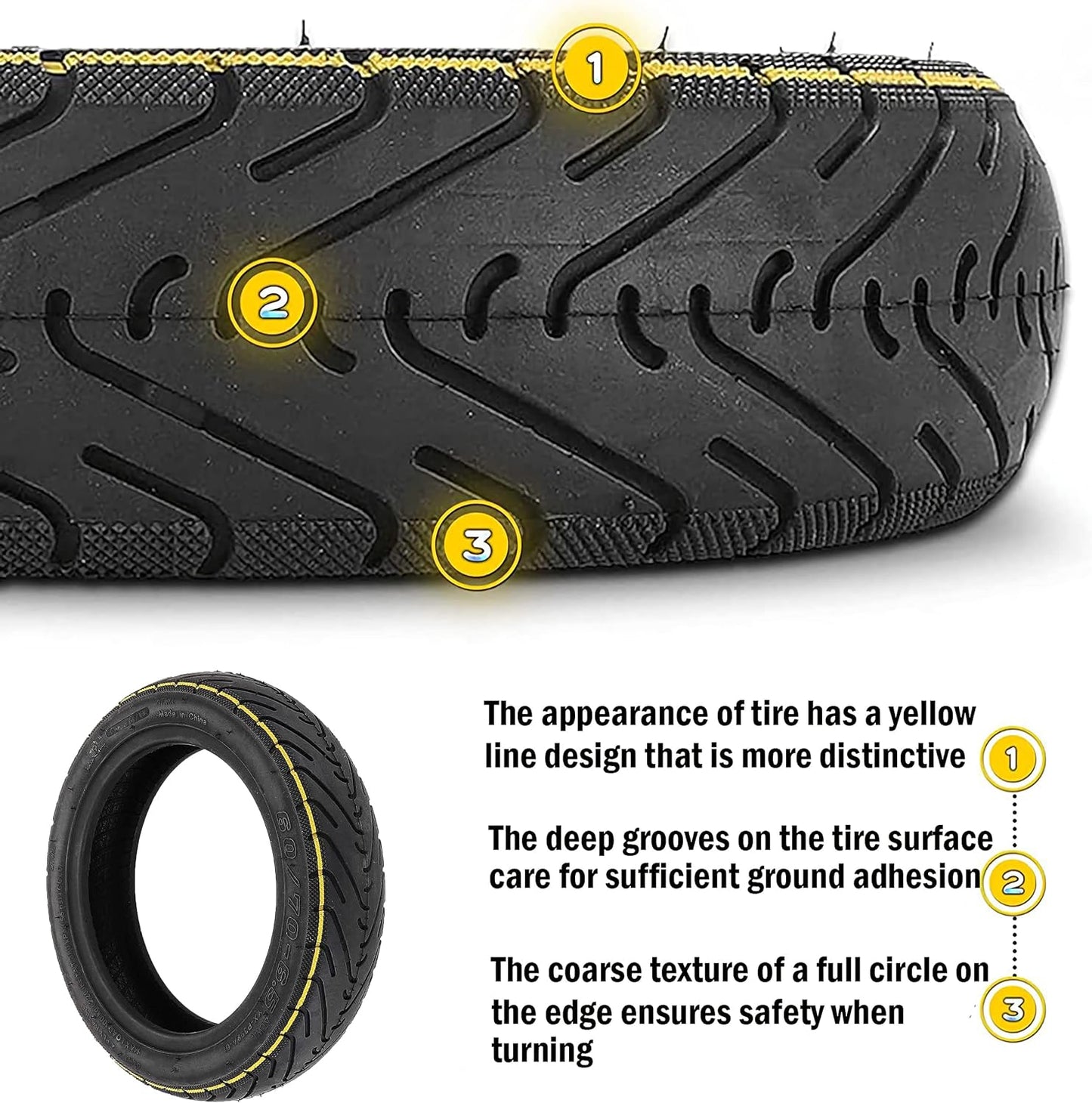 60 / 70-6.5 tubeless tire with Valve for Segway Ninebot Max G30 / G30E / G30LP Electric Scooter Solid Rubber Tires 10-inch Anti-Slip Tires
