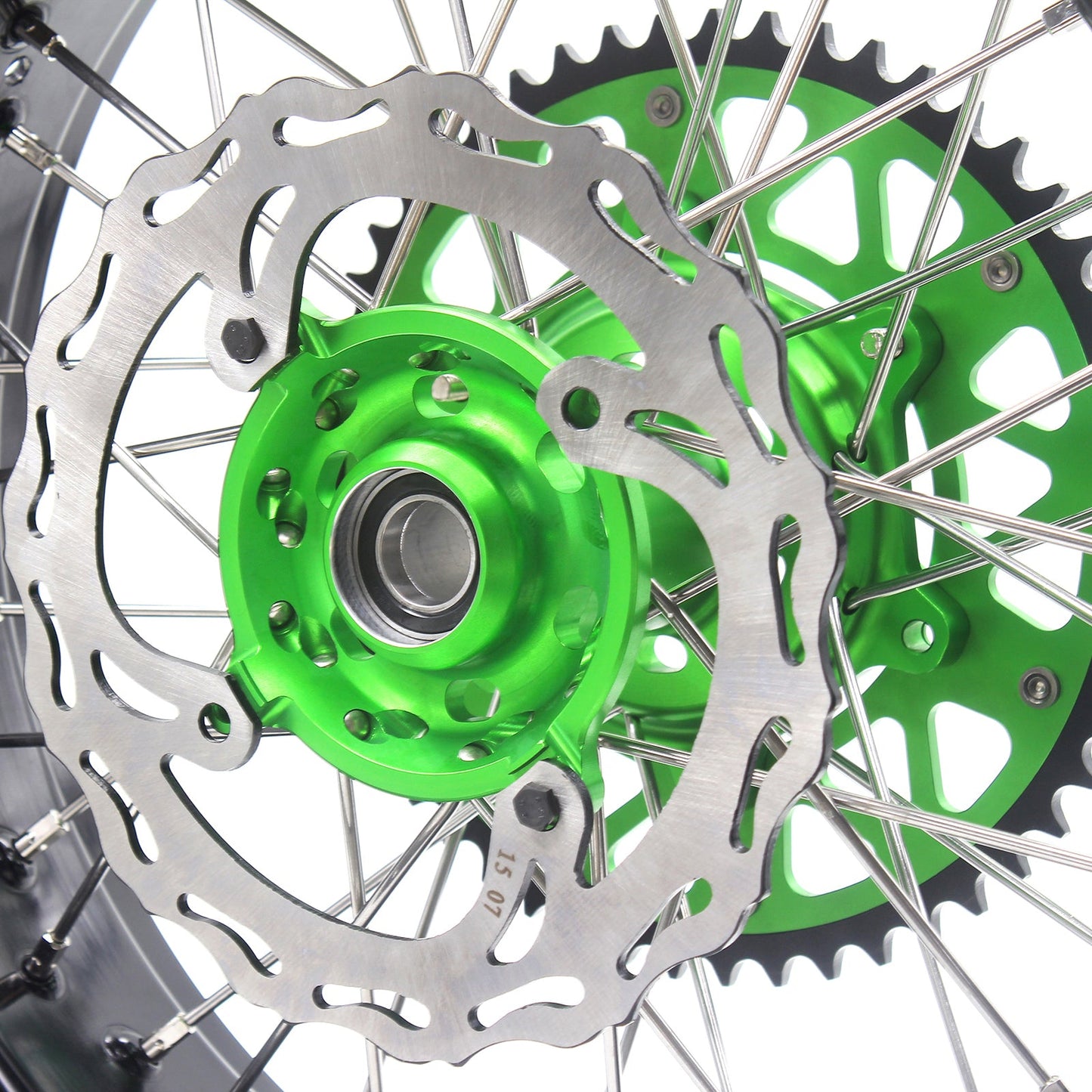 KKE 3.5/4.25*17inch For KAWASAKI KX250F KX450F 2006-2018 Supermoto Rims With Disc&Sprocket Green