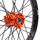 KKE 17/14 Spoked Kid's Small Wheels For KTM SX85 2021-2024 Orange Nipples & Black Spokes