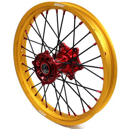 KKE 1.6"x21" & 2.15"x19" Wheels for Honda CRF / CR — Red/Gold