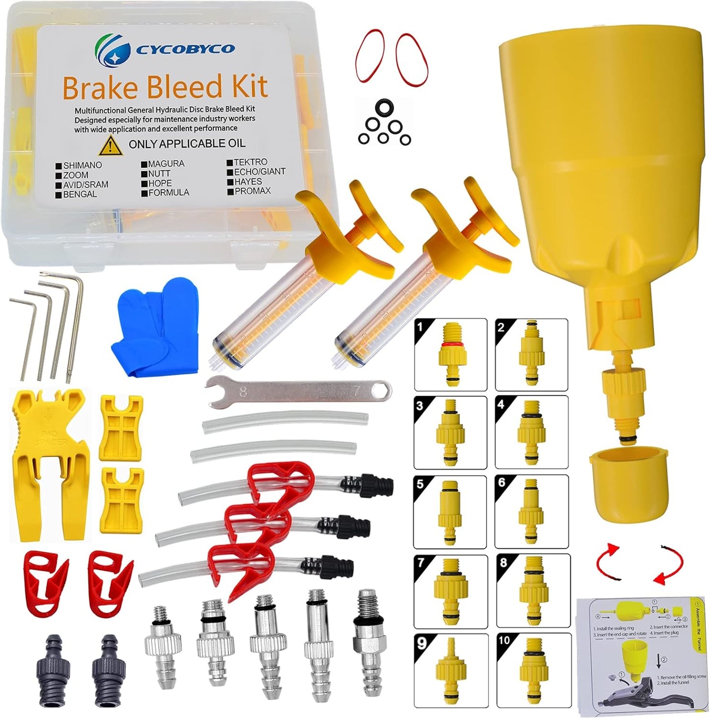 Brake Bleed Kit,Bicycle Hydraulic Disc Brake Mineral Oil Bleed Kit for Shimano,SRAM,AVID,MAGURA,TEKTRO,Hayes Compatible with All Models