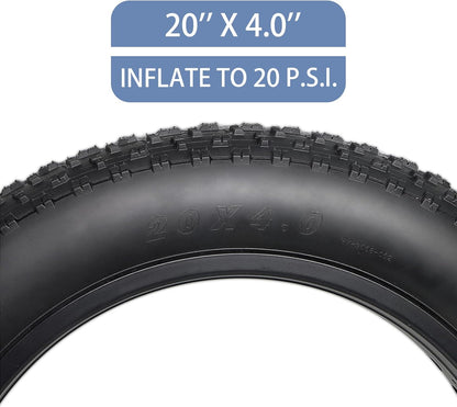 Fat Bike Replacement Tire: 20x4.0 Inch Puncture Resistant Folding MTB Bicycle Tire, 1 tire