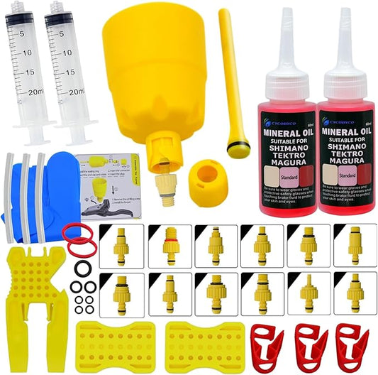Universal Bicycle Hydraulic Disc Brake Bleed Kit - Compatible with Shimano Tektro Magura Hayes Formula Hope Giant and Other High-Performance Brake Systems