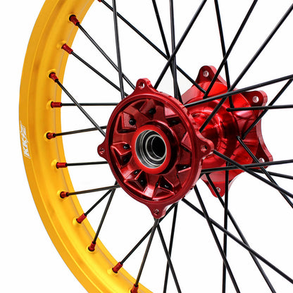 KKE 1.6"x21" & 2.15"x19" Wheels for Honda CRF / CR — Red/Gold