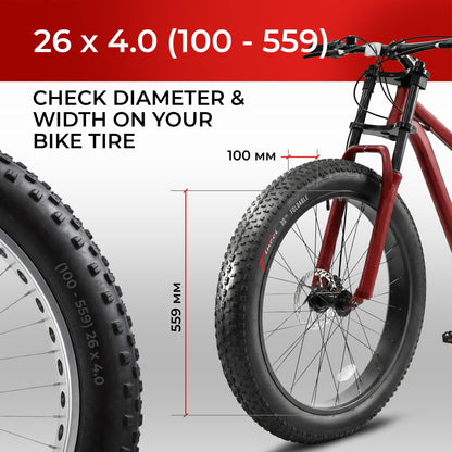 Fincci Pair 26x4.0 Fat Bike Tires - Big 26 inch Bike Tires