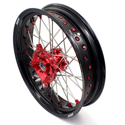 KKE 17 Inch OEM Size Supermoto Wheels for Honda XR650L 1993-2025 Red Nipple