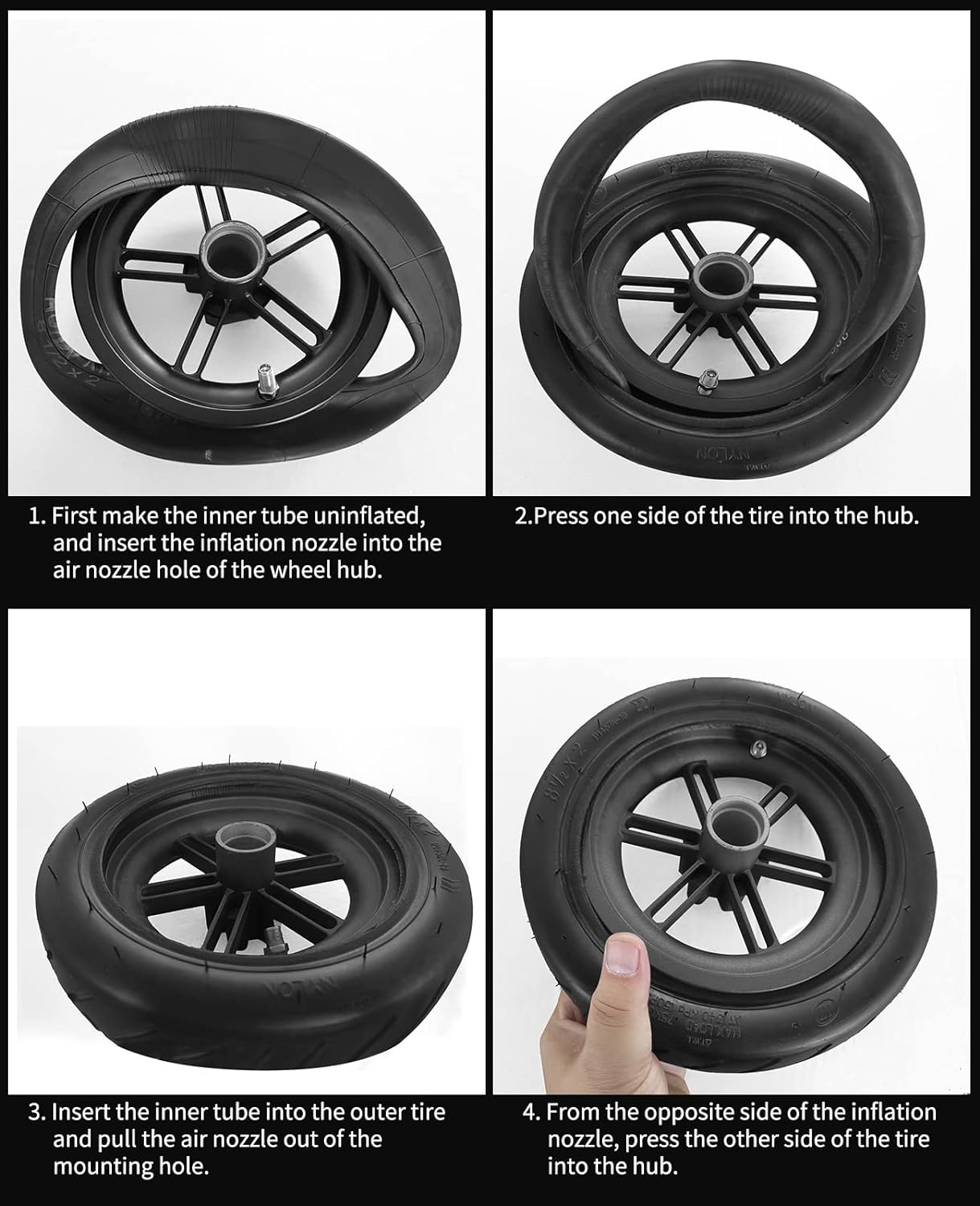 8.5 Inch Scooter Replacement Tire & Inner Tubes, 50/75-6.1 Compatible for  M365/Pro/1S, 8 1/2X2 Electric Scooter Tires Rubber Vibration Dampers Tyre 
