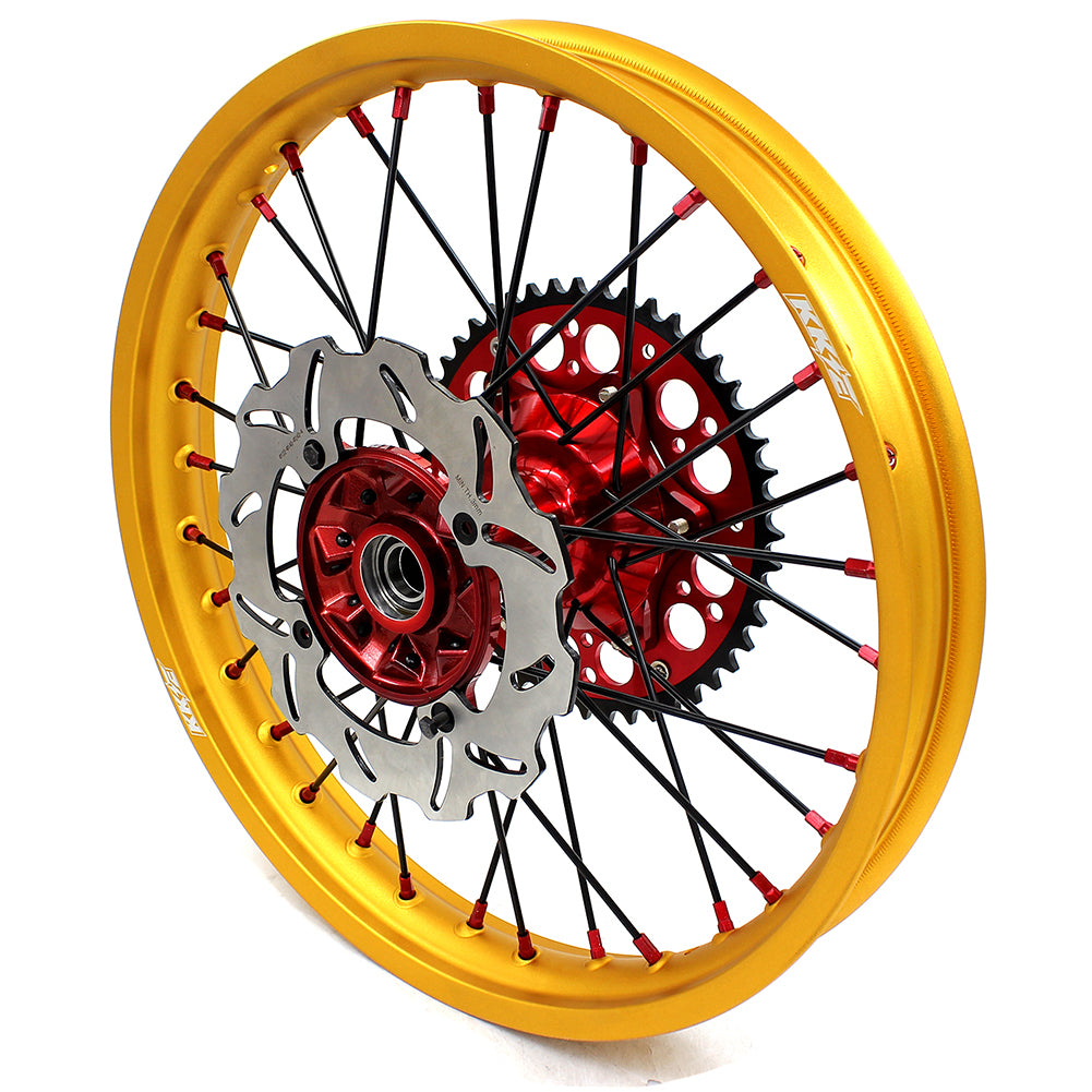 KKE 1.6"x21" & 2.15"x19" Wheels for Honda CRF / CR — Red/Gold