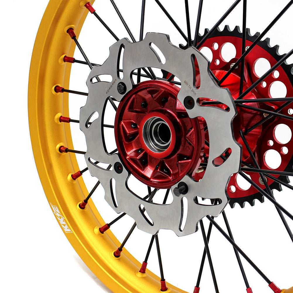 KKE 1.6"x21" & 2.15"x19" Wheels for Honda CRF / CR — Red/Gold