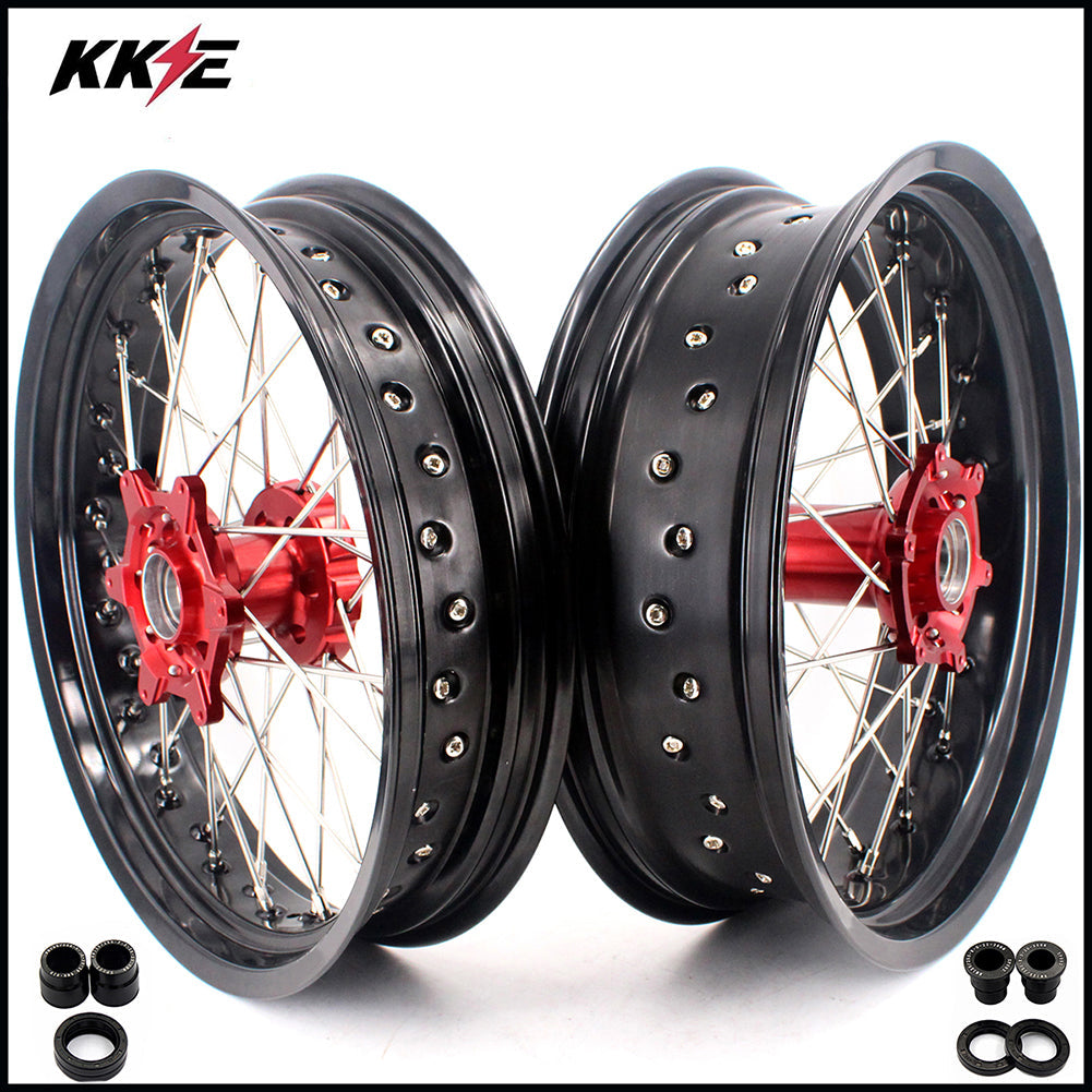 KKE 3.5 & 4.25 Supermoto Motard Wheels Rims for BETA RR 2013-2022 Red ...