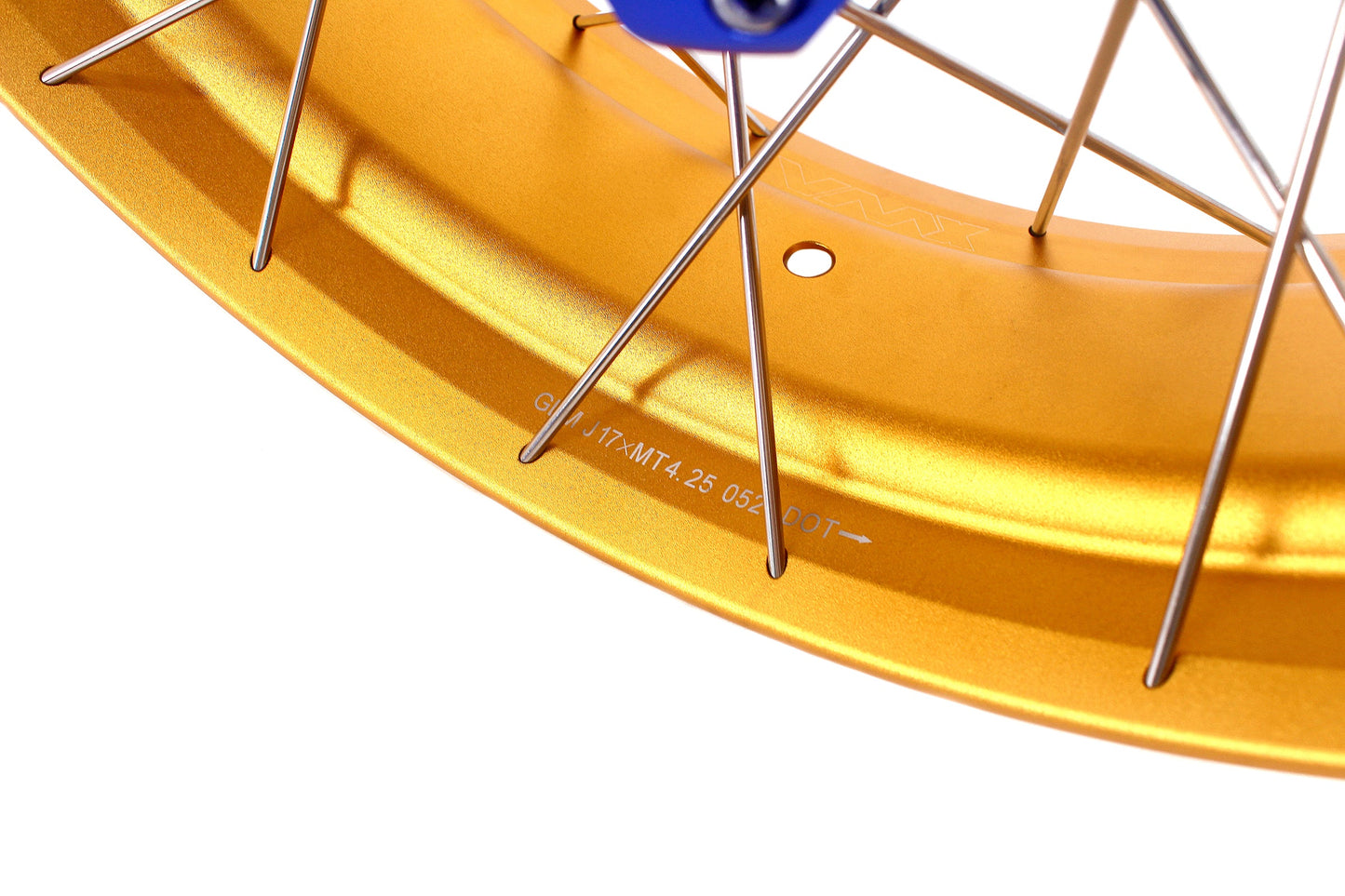 VMX 19inch 17inch CUSH Drive Spoked Tubeless Wheels Set For BMW G310GS 2016-2024 Blue Hub & Gold Rim
