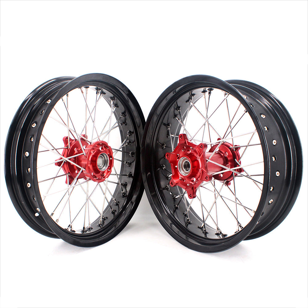 KKE 3.5 & 4.25 Supermoto Motard Wheels Rims for BETA RR 2013-2022 Red Hubs