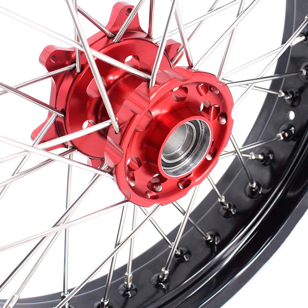 KKE 3.5 & 4.25 Supermoto Motard Wheels Rims for BETA RR 2013-2022 Red Hubs