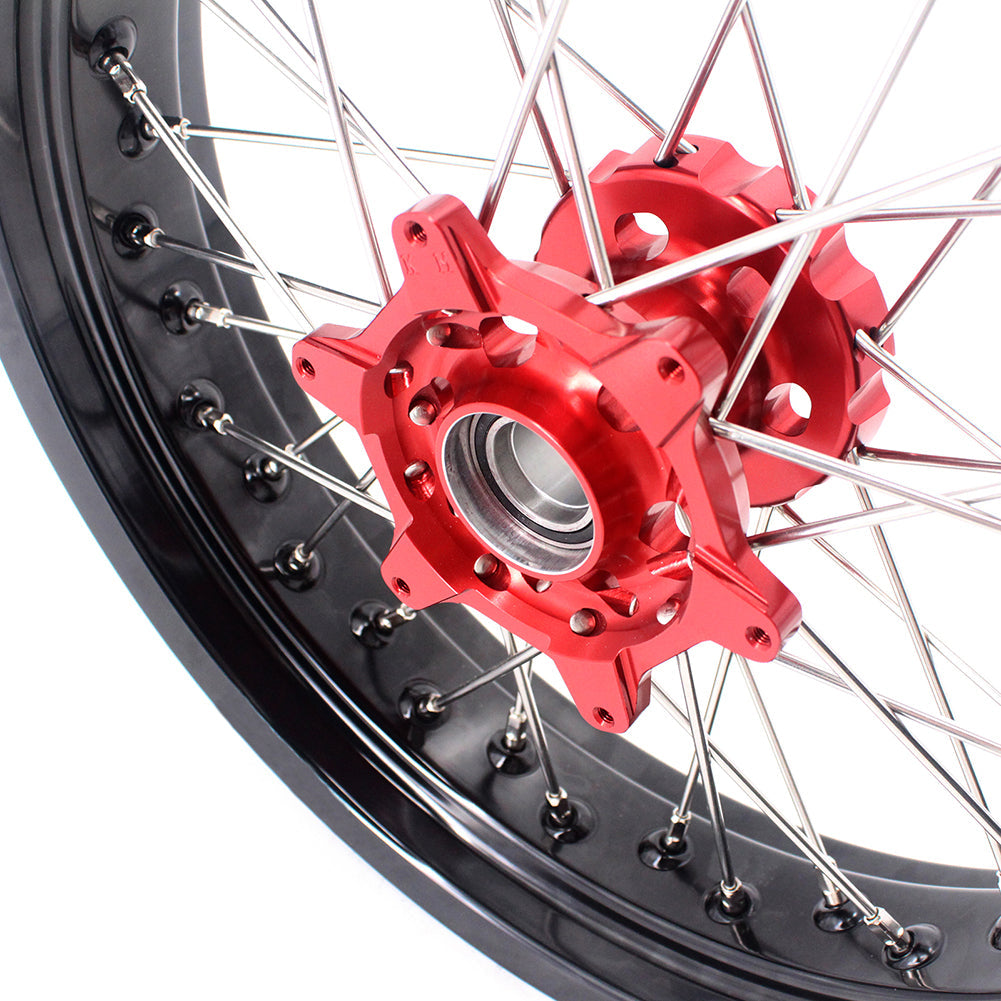 KKE 3.5 & 4.25 Supermoto Motard Wheels Rims for BETA RR 2013-2022 Red Hubs