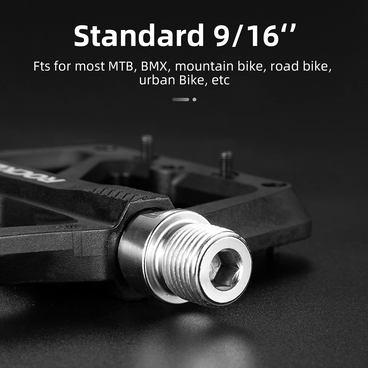 ROCKBROS Mountain Bike Pedals Lightweight Nylon DU Bearing 9/16" MTB Flat Bike Pedals
