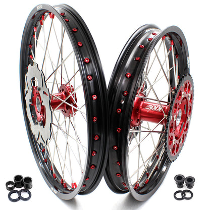 KKE 21&18 21&19 Wheels for HONDA CR125R 1995-1997 CR250R 1995-1996 Red Nipples