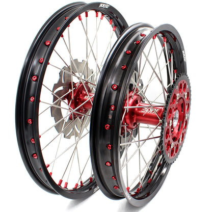 KKE 21&18 21&19 Wheels for HONDA CR125R 1995-1997 CR250R 1995-1996 Red Nipples