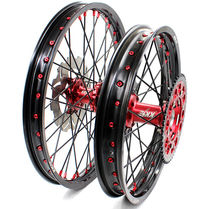 KKE 21/18 21/19 CNC MX Wheels Set For Honda XR400R 1996-2004 XR600R 1991-2000 Black Spokes