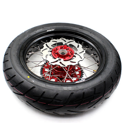 KKE 17 Inch Cush Drive Supermoto Wheels CST Tires For HONDA XR650R 2000-2008 Disc