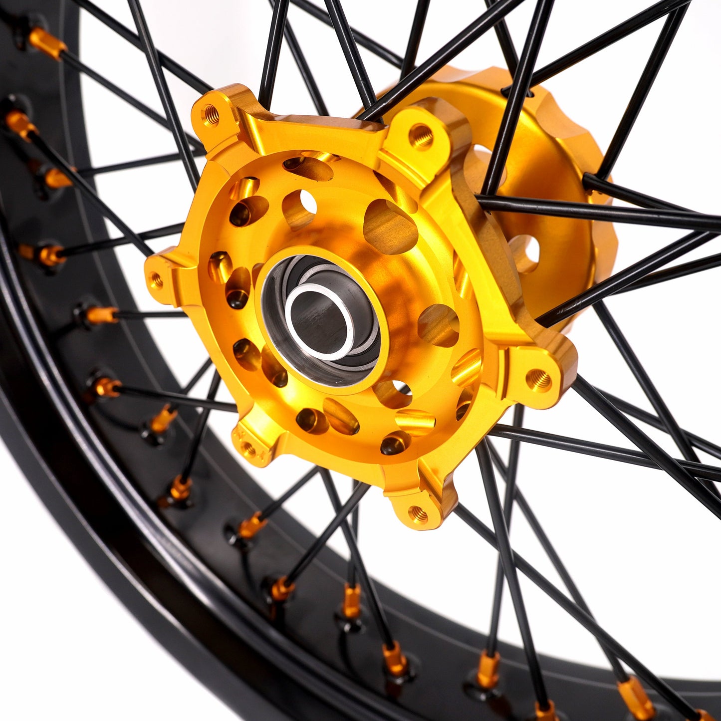 KKE 3.5/4.25 Supermoto Race Wheels For Suzuki RM125 1996-2007 RM250 1996-2008 Gold Nipples